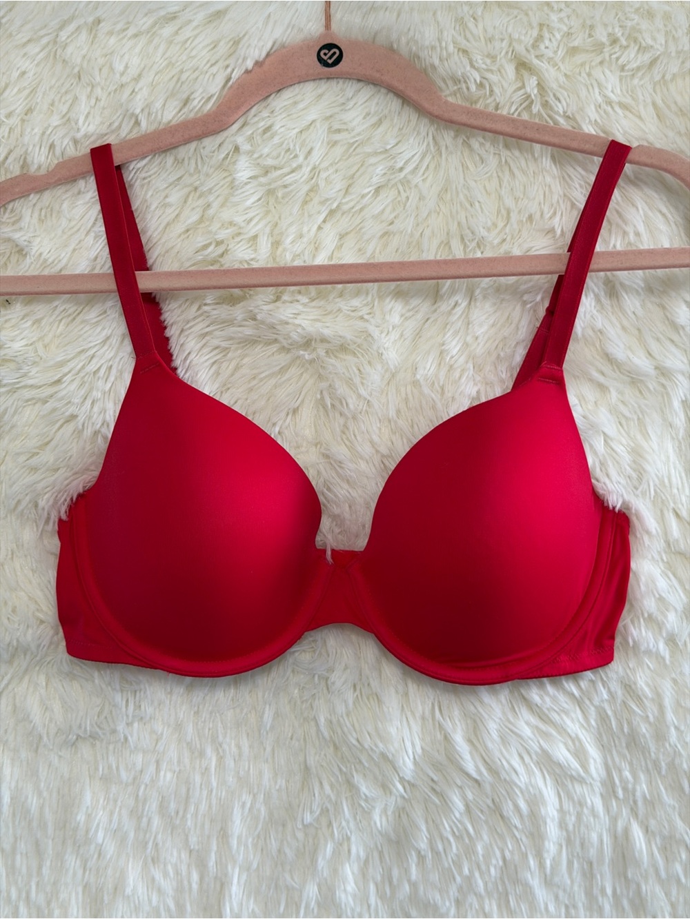 Victoria's Secret Pink Womens Wear Everywhere T-Shirt Bra 34D Red Lightly Lined